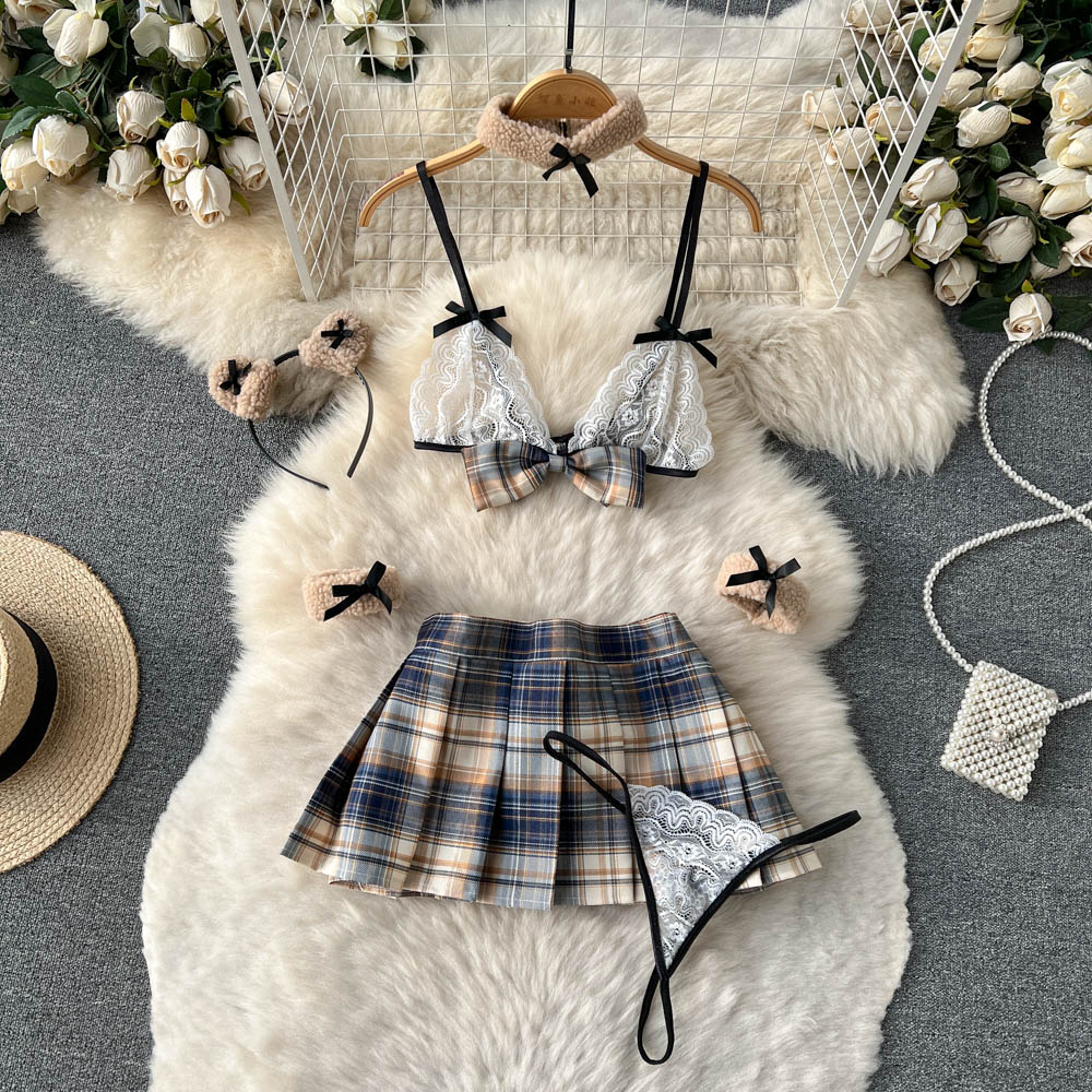 Lace Tank Top&Pleated Skirt Uniform