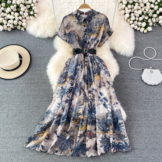 Indigo Painting A-line Maxi Dress