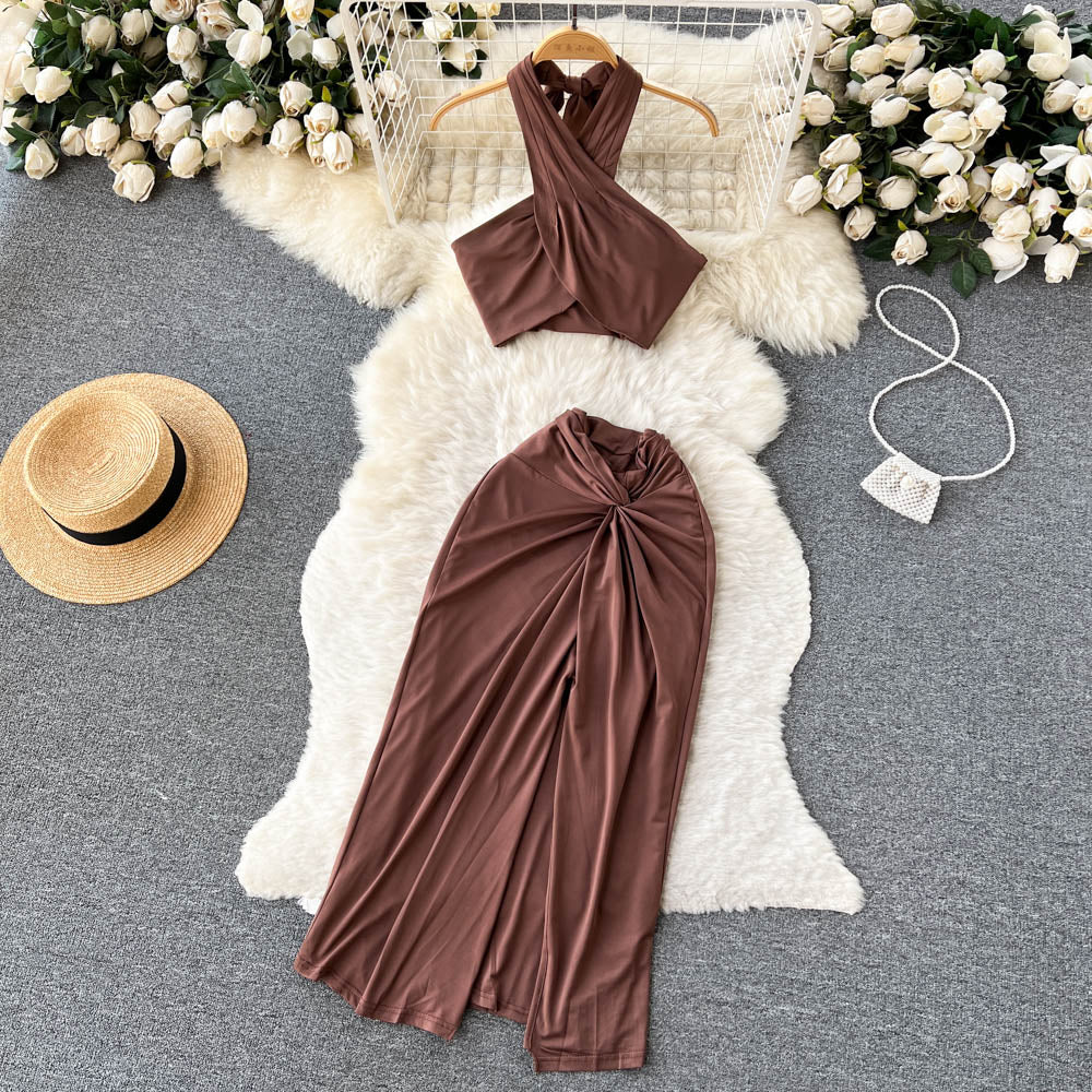 Crossover Tank Top&Bustier 2Pcs Set
