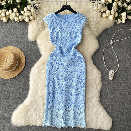 Ärmelloses Vintage-Häkelkleid