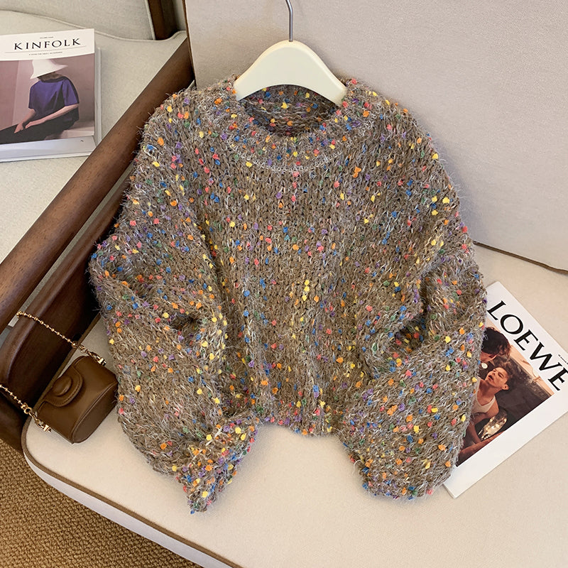 Sweetie Colorful Dot Short Sweater