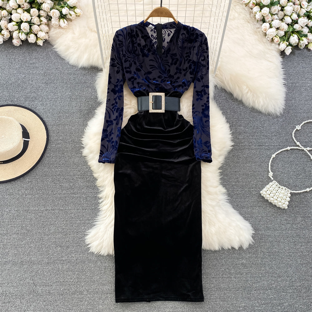 Printed Pleated Faux Two-piece Dress