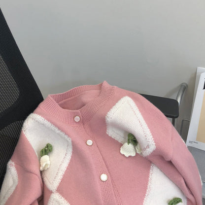 Floral Decorated Handcrafted Cardigan