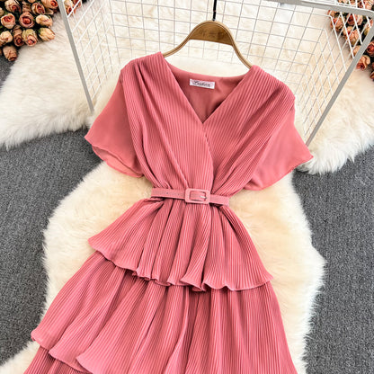 V-Neck High Waist Cake Dress