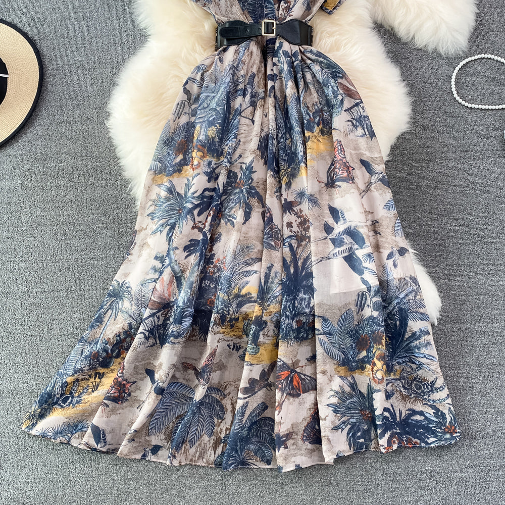 Indigo Painting A-line Maxi Dress