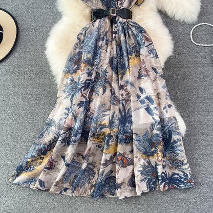 Indigo Painting A-line Maxi Dress