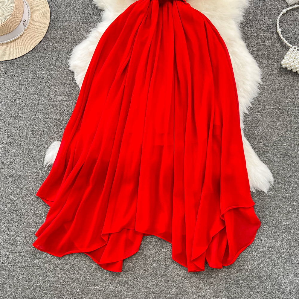 Elegant A-Line Ruffled Maxi Dress