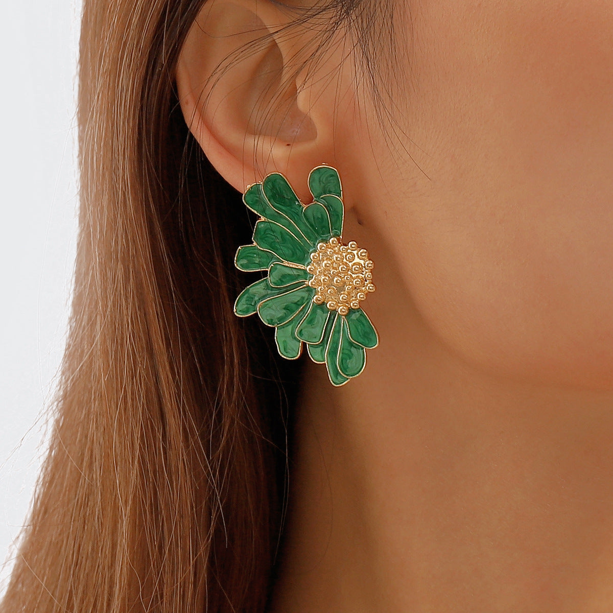 Vintage Alloy Flower Stud Earrings