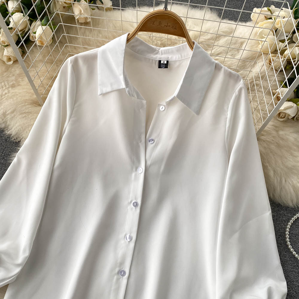 Niche White Shirt&Knitted Waistcoat Dress 2PCS