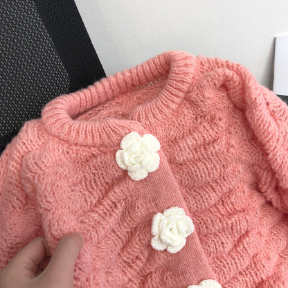 Loose Fitting Cute Embellished Cardigan