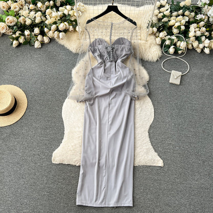 Stella Sequin-Embellished Mesh Maxi Dress