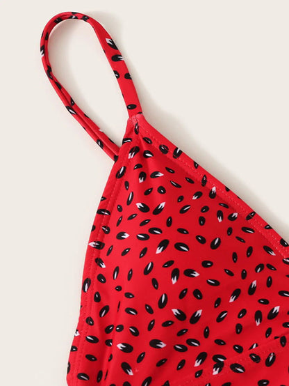 Fruit Pattern Printed High-waist Tankini