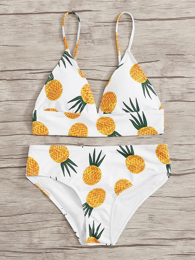 Fruit Pattern Printed High-waist Tankini