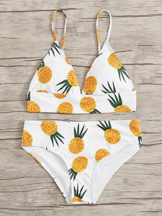 Fruit Pattern Printed High-waist Tankini