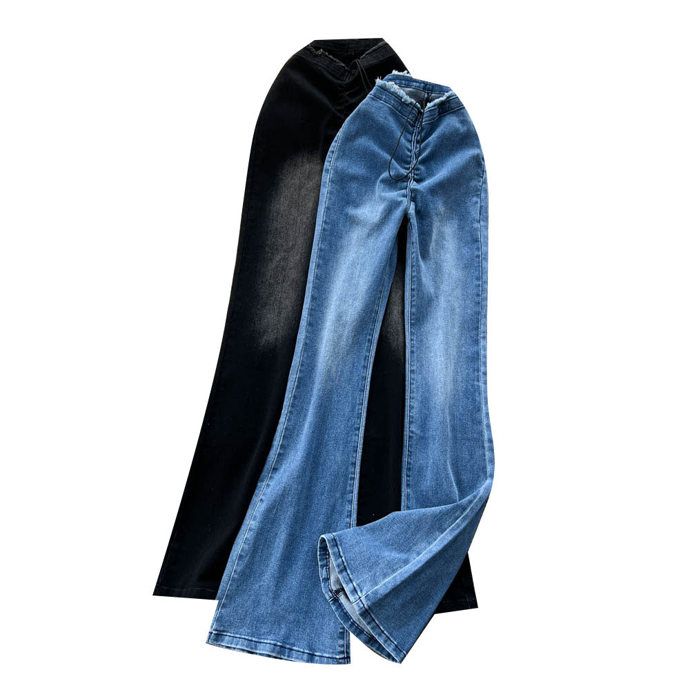 Jeans im koreanischen Stil mit Pelzbesatz und ausgestelltem Bein