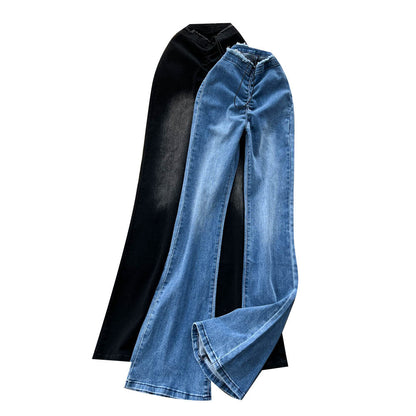 Jeans im koreanischen Stil mit Pelzbesatz und ausgestelltem Bein