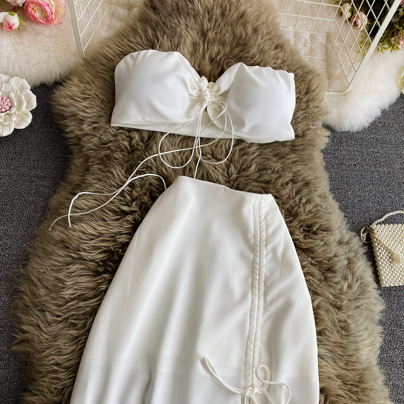 Bralette Top&A-line One-step Skirt 2Pcs