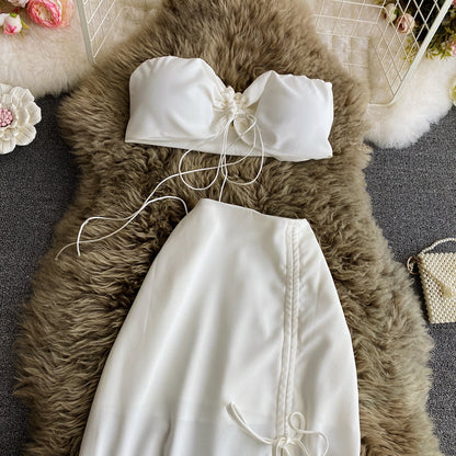 Bralette Top&A-line One-step Skirt 2Pcs