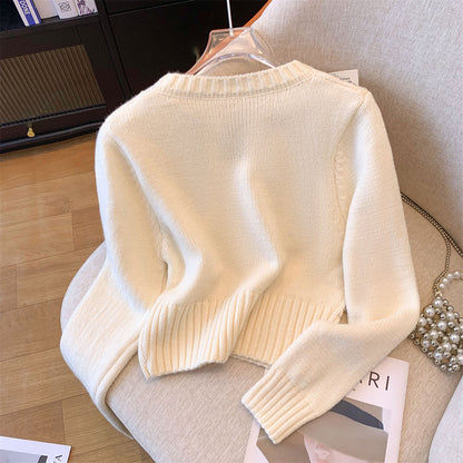 Elegant Sequined Short Pullover Knitwear
