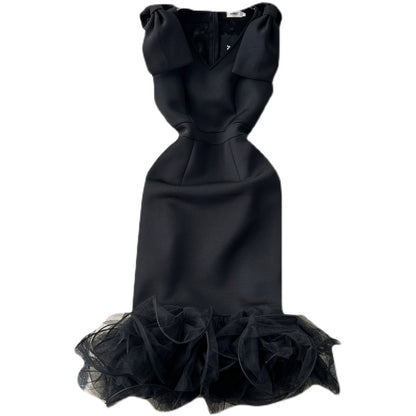 Elegant Black V-neck Dress