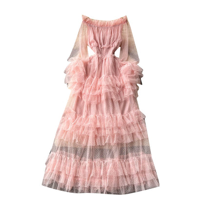 Ruffled Tulle Maxi Dress