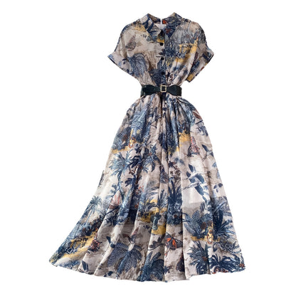 Indigo Painting A-line Maxi Dress