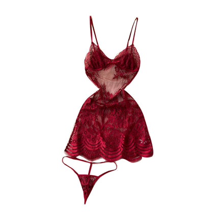 Lace Embroidered Hollowed Slip Dress