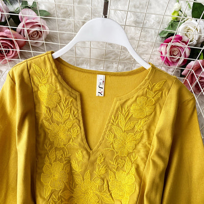 Cotton&Linen Embroidered Tassel dress