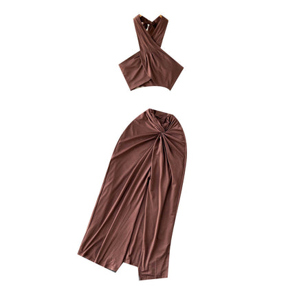 Crossover Tank Top&Bustier 2Pcs Set