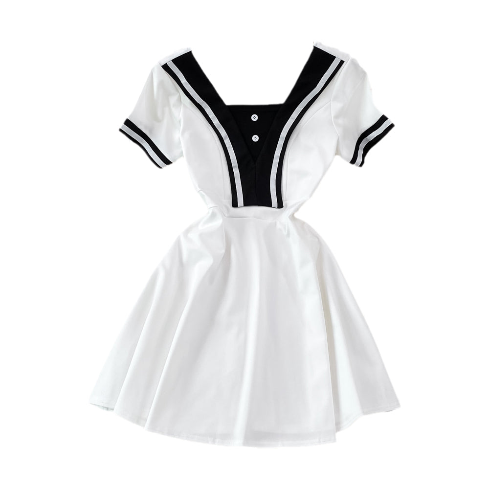 Korean Style Navy Collar Dress