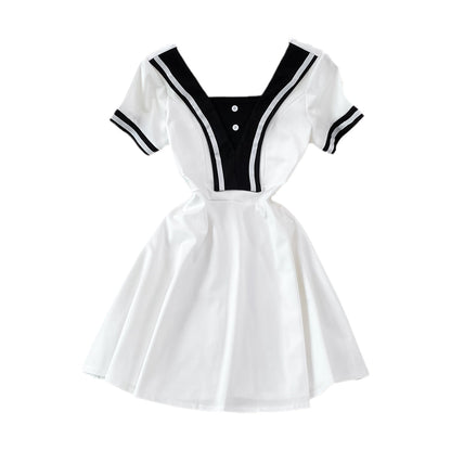Korean Style Navy Collar Dress