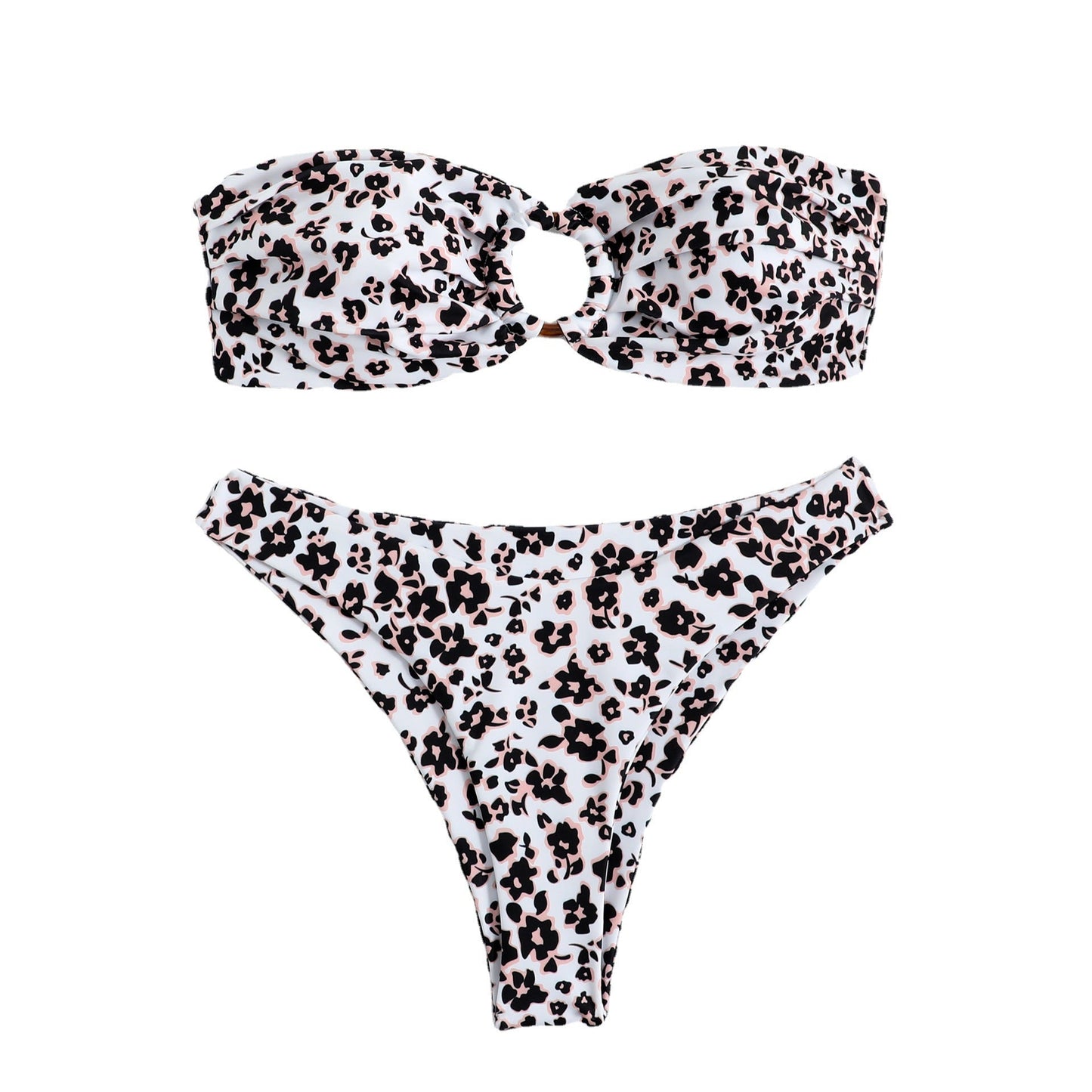 Halterless Multi-coloured Printed Bikini