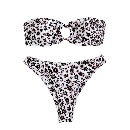 Halterless Multi-coloured Printed Bikini