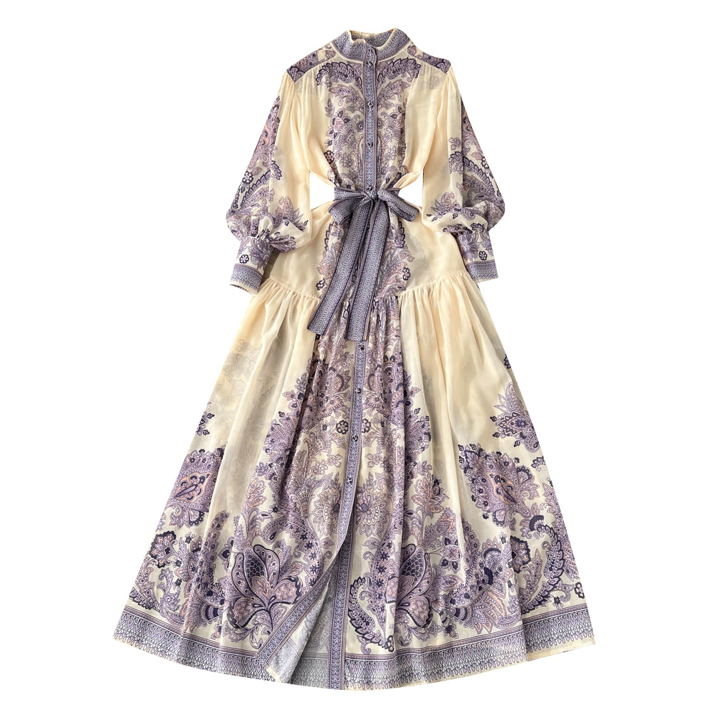 Courtly Floral Printed Chiffon Dress