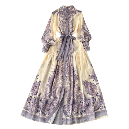Courtly Floral Printed Chiffon Dress
