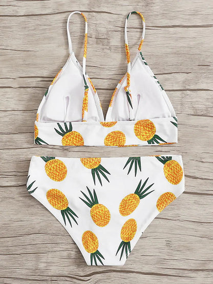 Fruit Pattern Printed High-waist Tankini