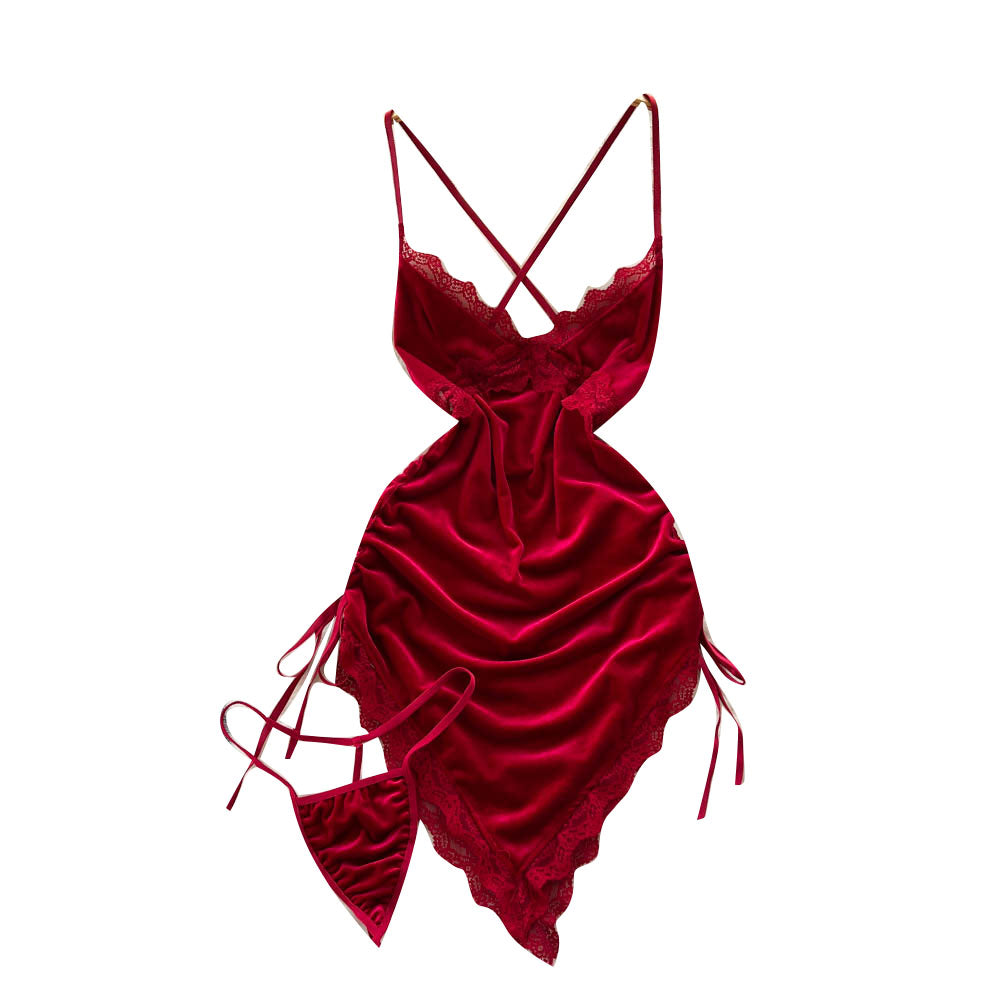 Velvet Whisper Lace Slip Dress