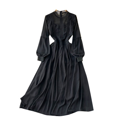 Parisian Lace Panel Black Dress