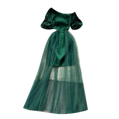 Enchanted Puff-Sleeve Mesh Dress