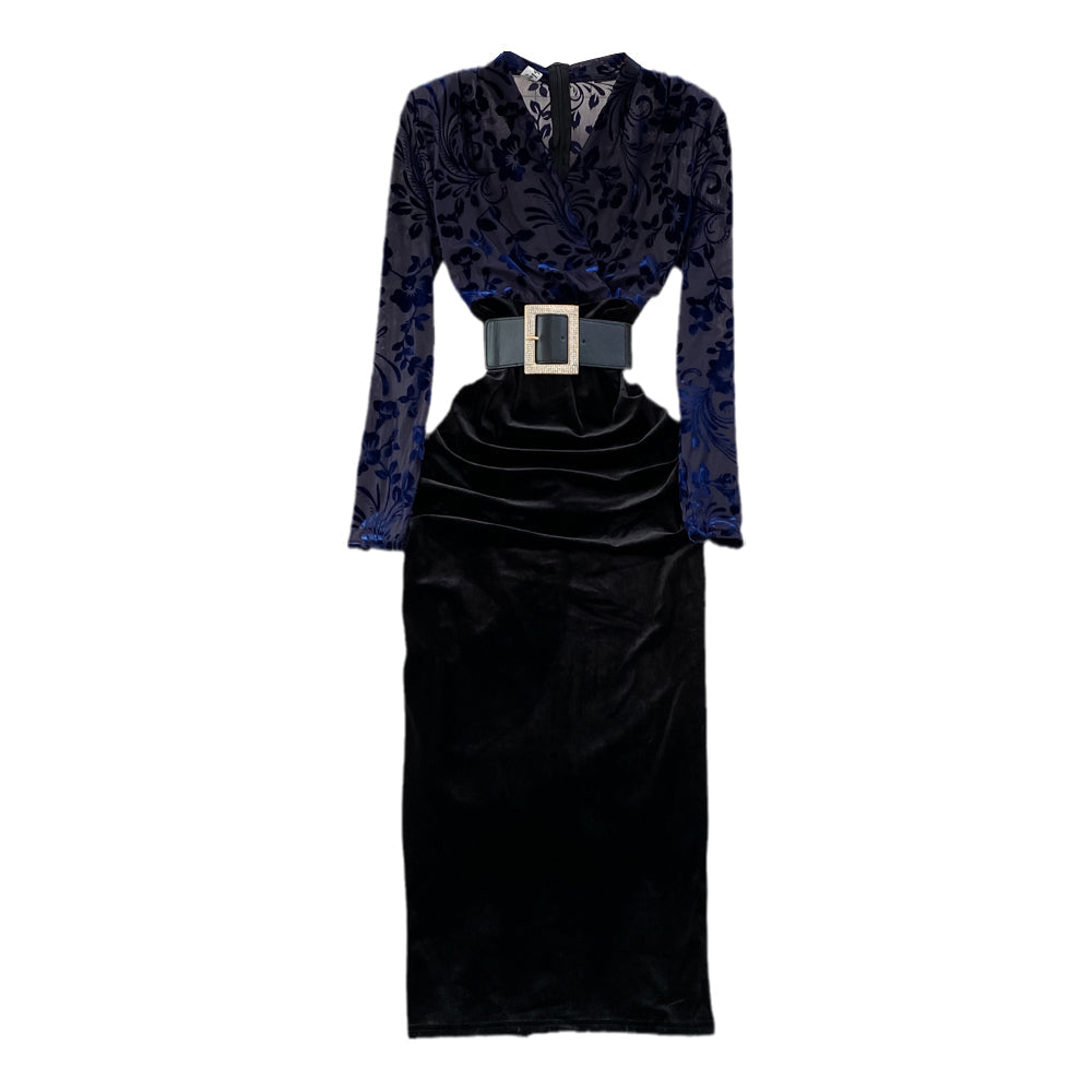 Elegant Pleated Print Faux Two-Piece Dress