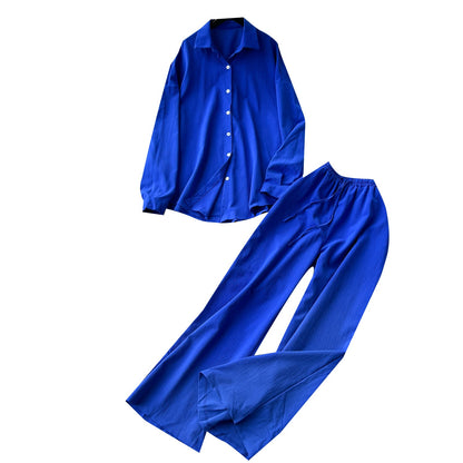 Loose Shirt&Wide-leg Trousers 2Pcs