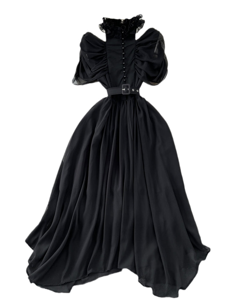 Elegant A-Line Ruffled Maxi Dress
