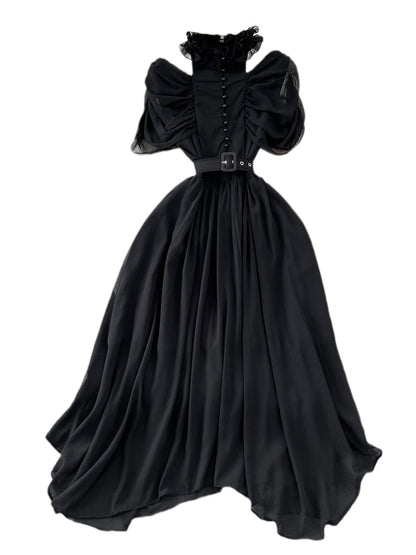 Elegant A-Line Ruffled Maxi Dress