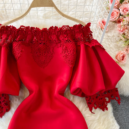Vintage Lace Off-the-shoulder Dress