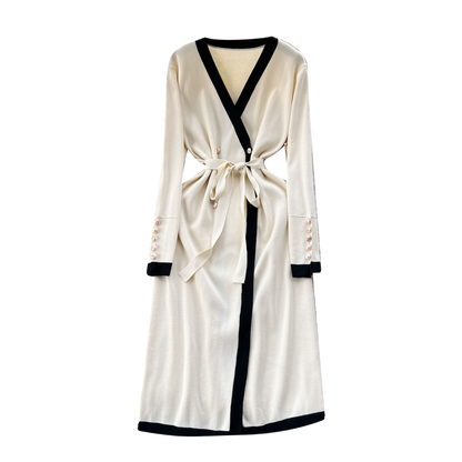 Color Blocking Knitted Cardigan Dress