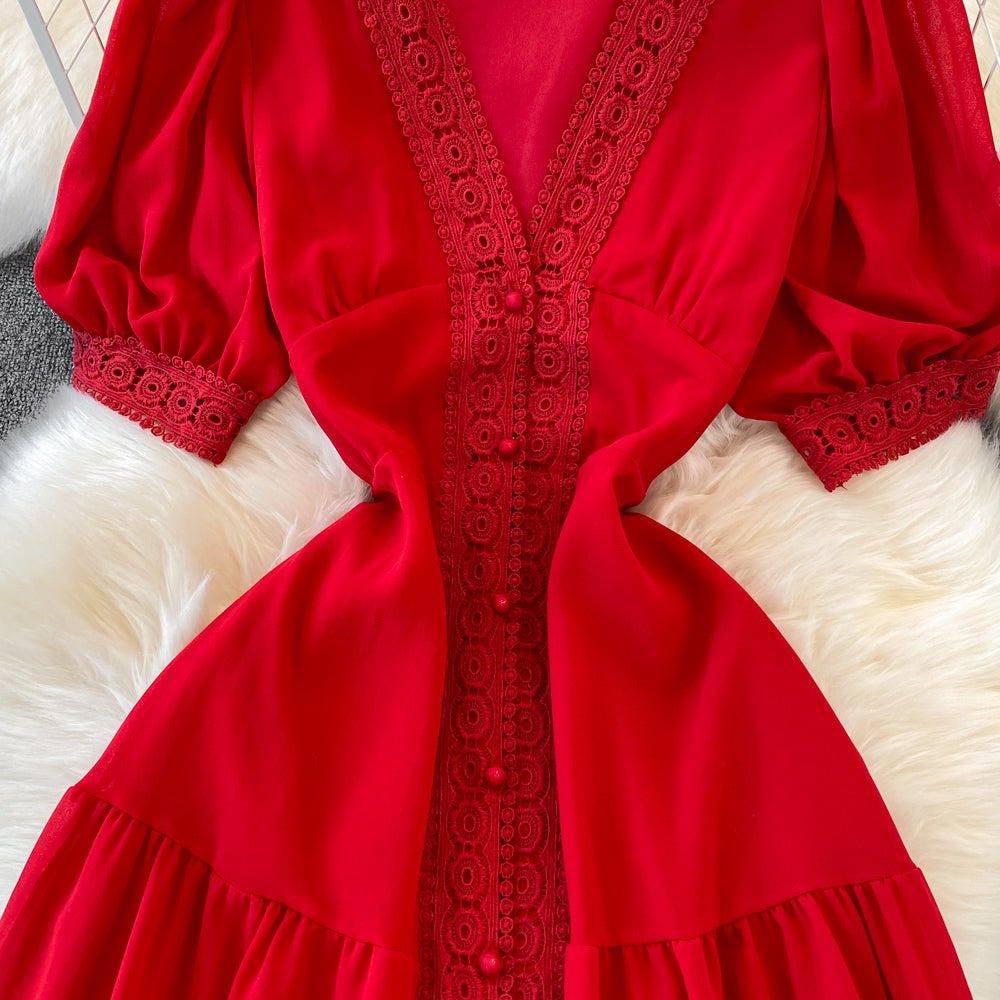 V-neck Lace Dress