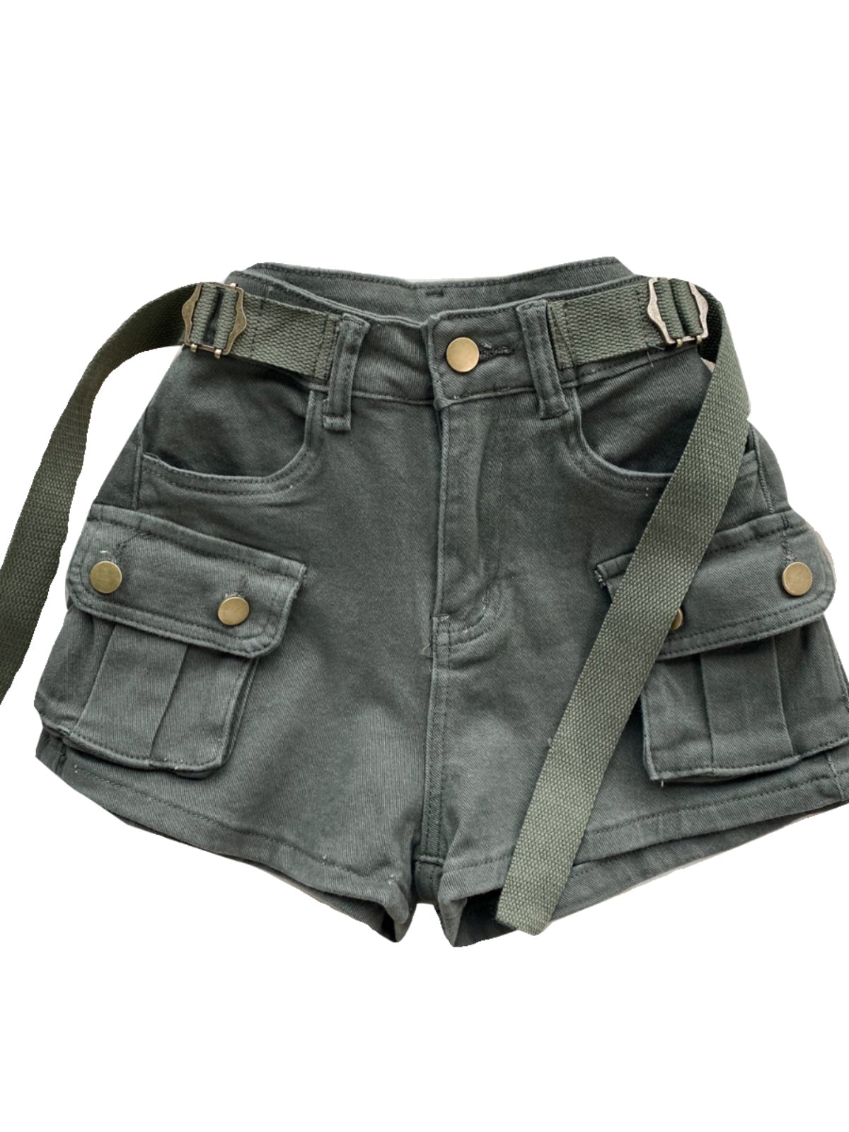 Chic Large Pocket Denim Shorts