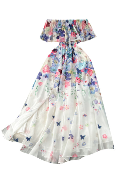 Fairy Off-shoulder Floral Chiffon Dress