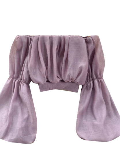 Sexy schulterfreies Chiffontop mit Rüschen