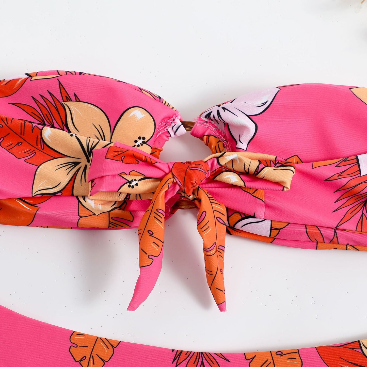 Halterless Multi-coloured Printed Bikini